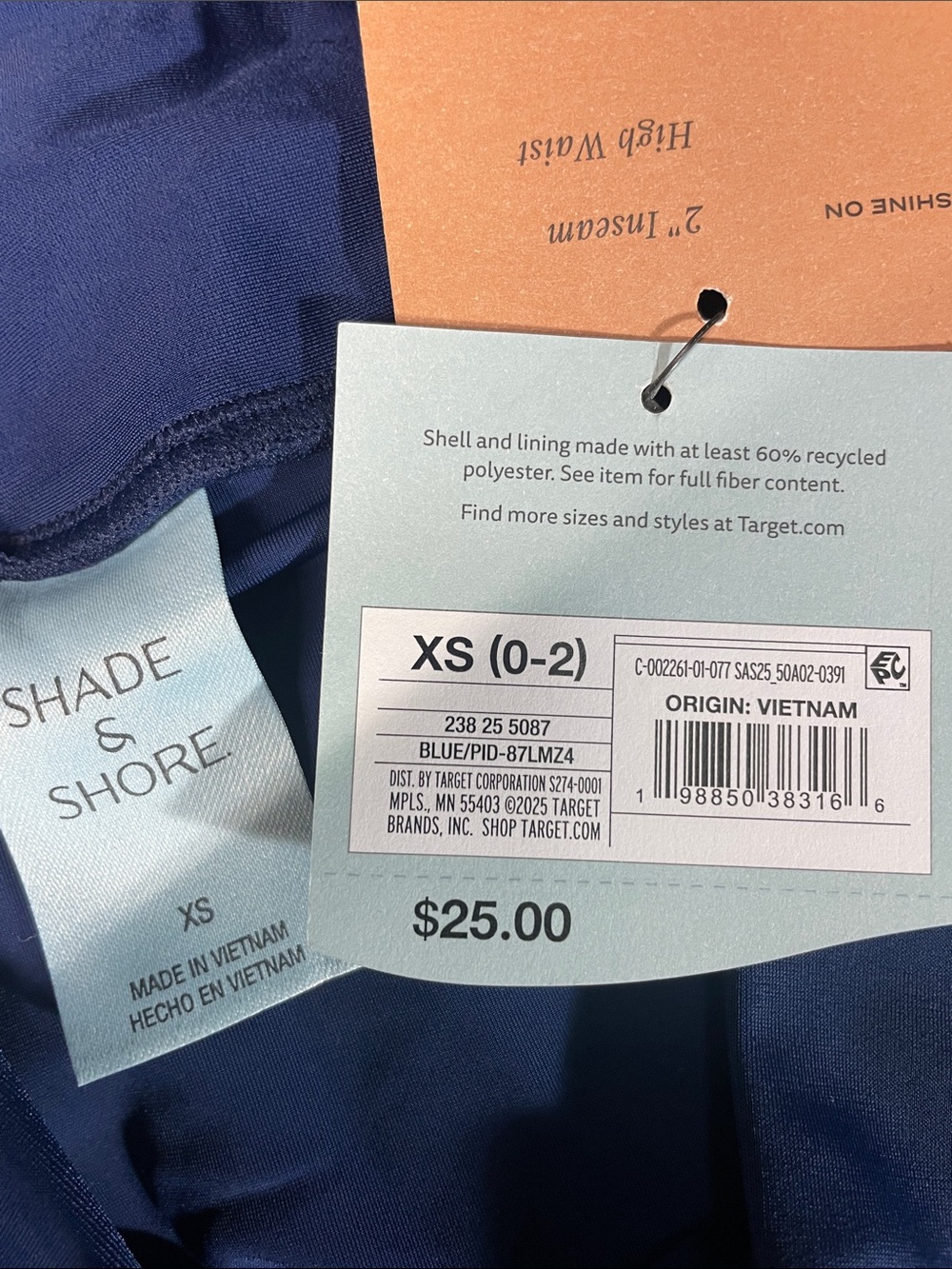 Shade & Shore High Waist Swim Lounge Shorts Sleek Navy Woman’s XS (0-2) | NWT - Picture 3 of 4